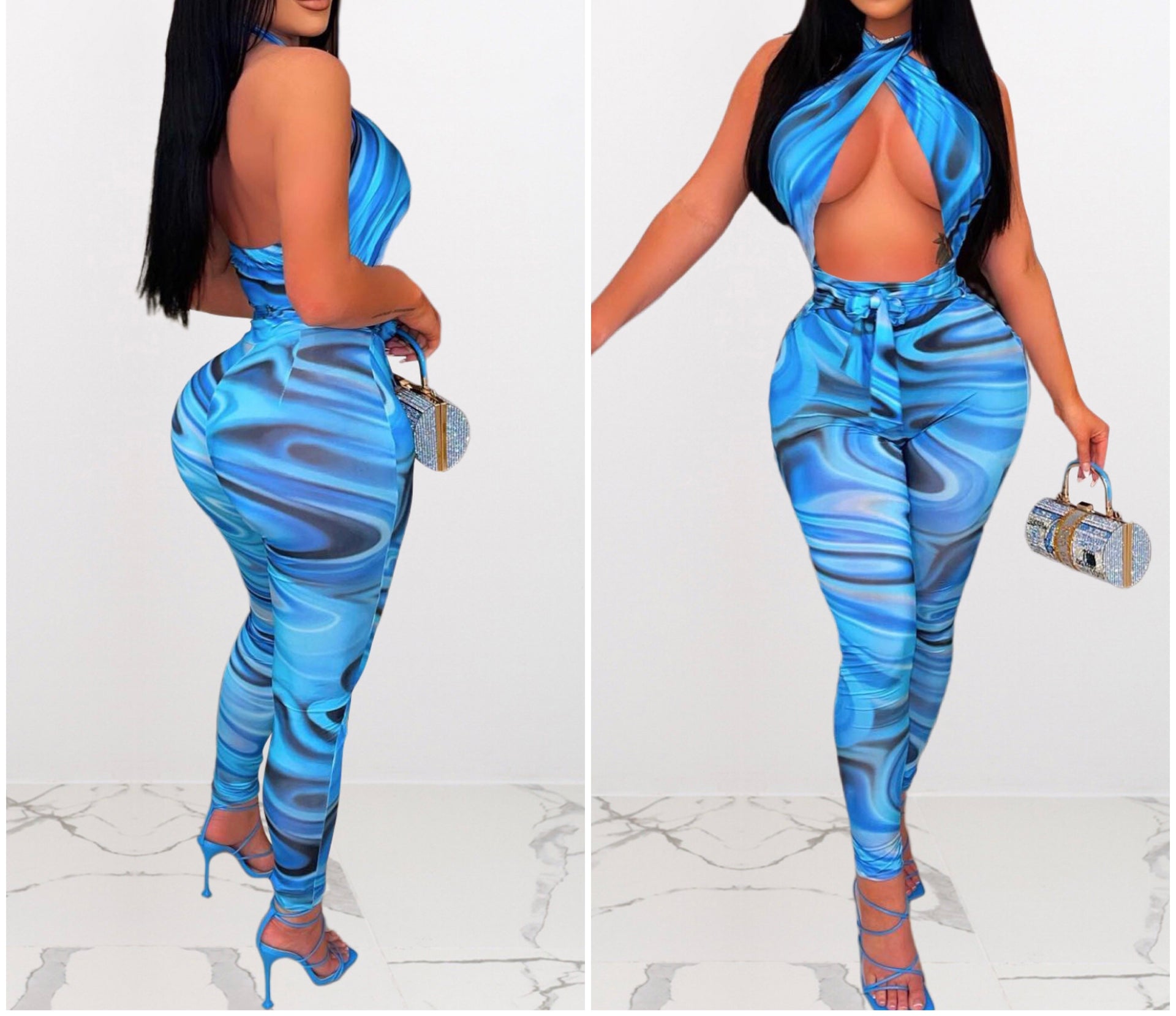 Jumpsuit Ripple Print