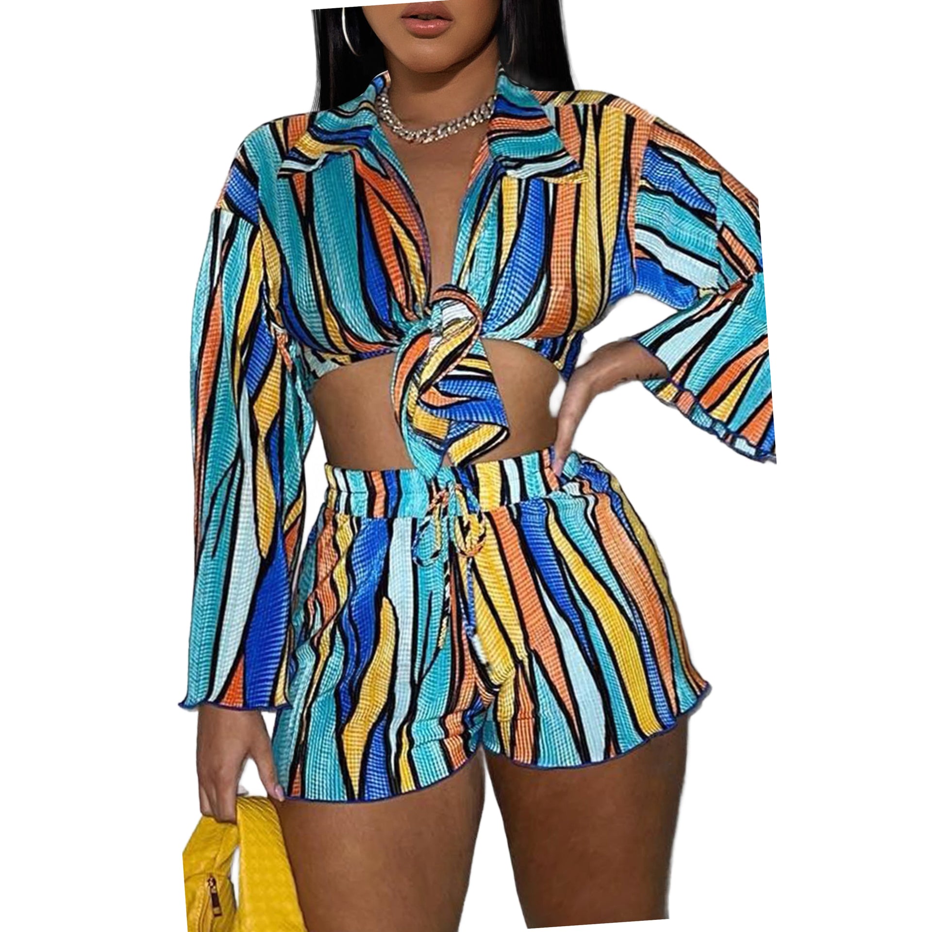 Multicolor Two Pieces Shorts Set