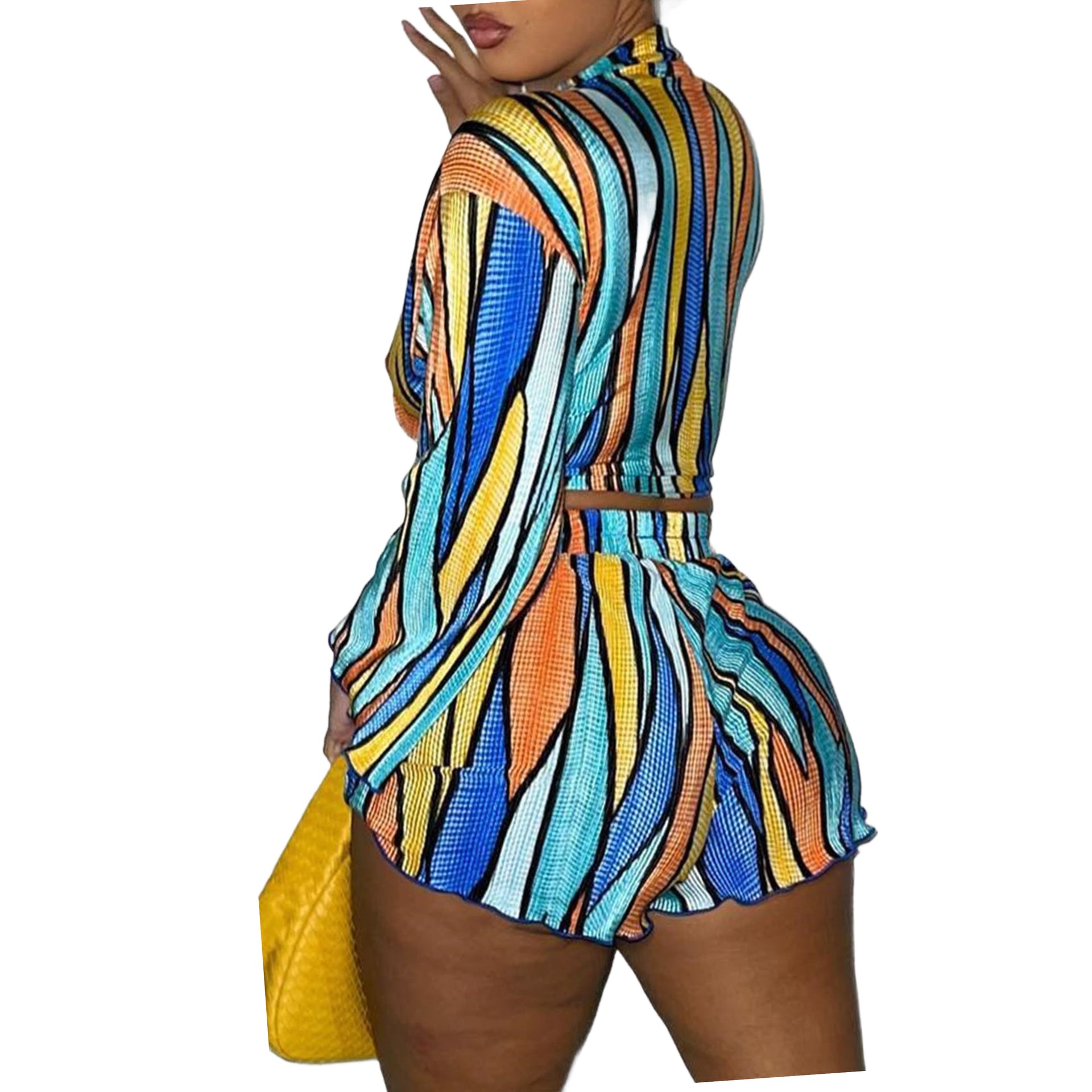 Multicolor Two Pieces Shorts Set