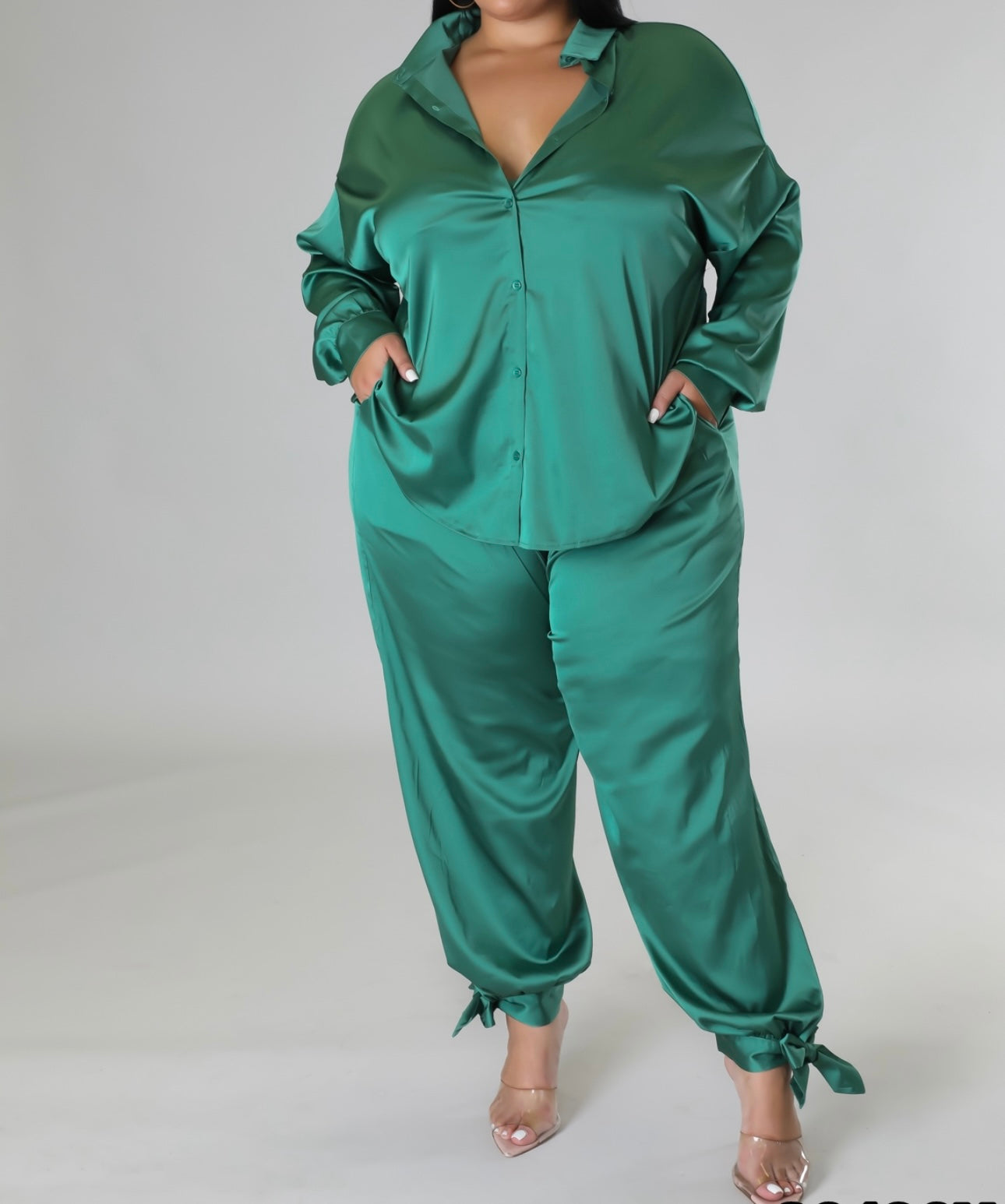 Plus size satin sets
