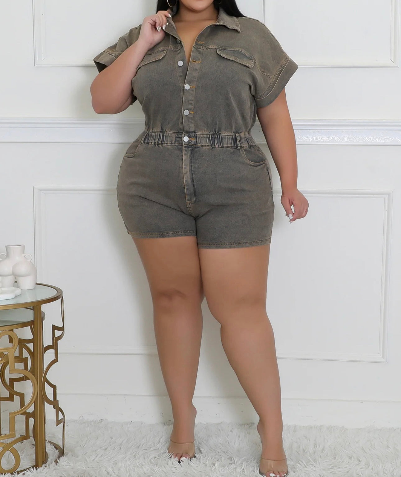 Plus size jeans jumpsuit