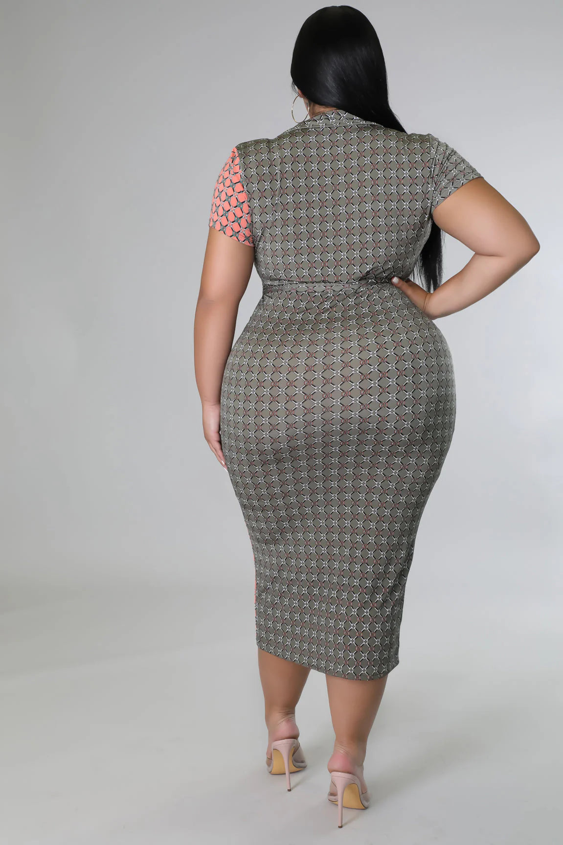 Plus size half color dress