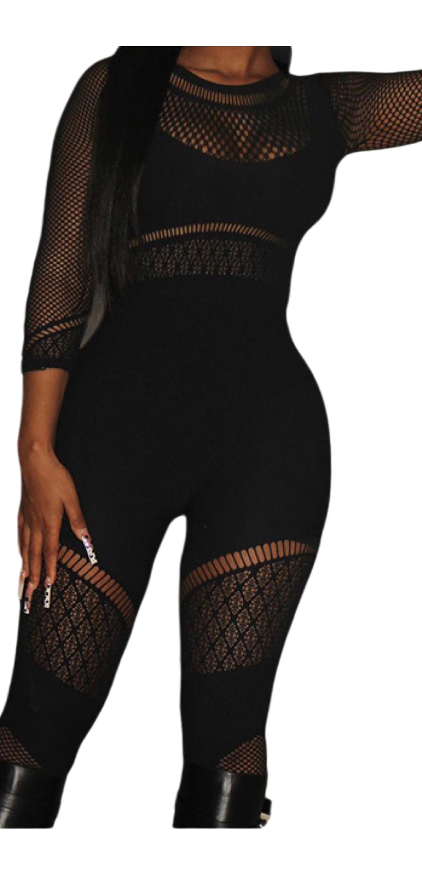 Mesh Long Sleeve Cut Out Bodysuit