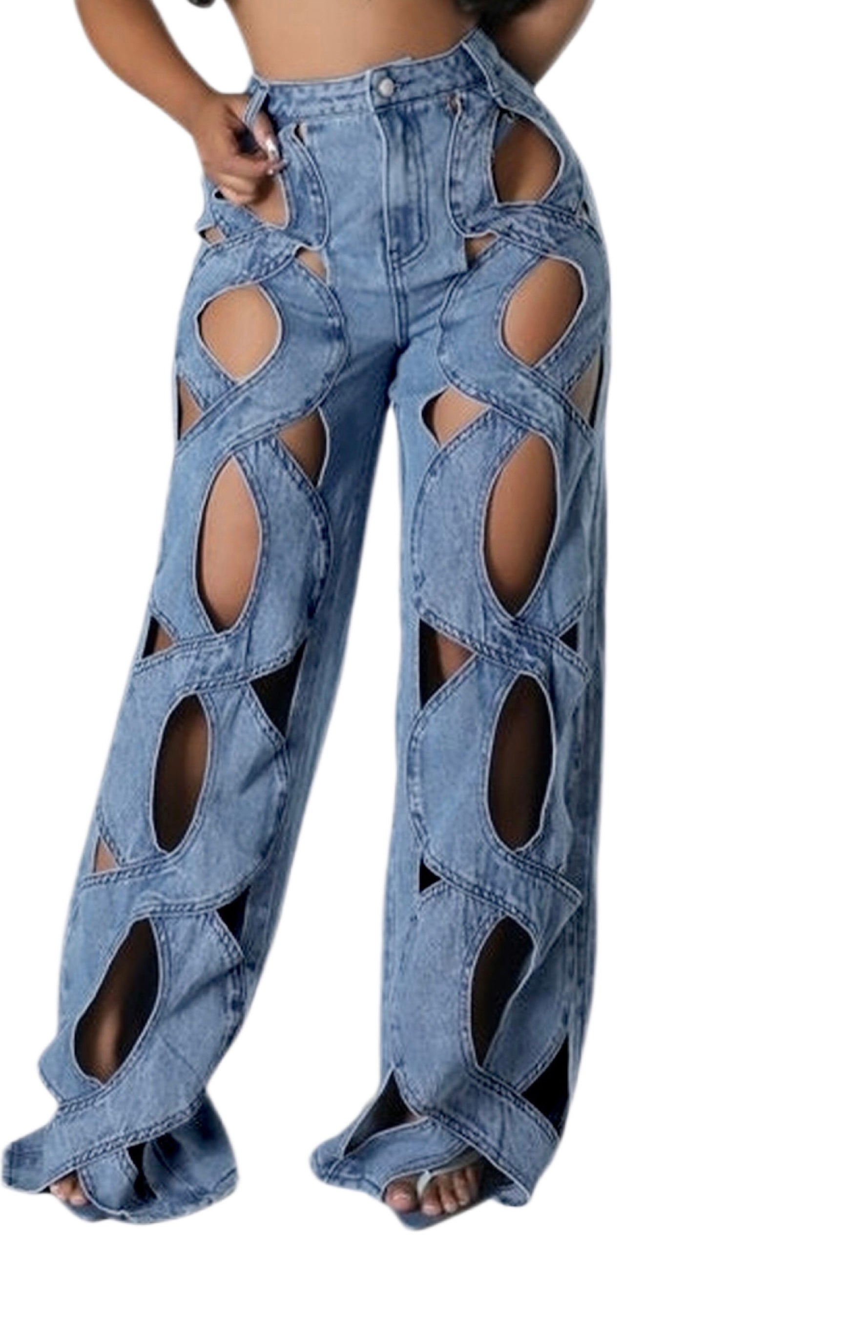 Hollow Out Denim Jeans