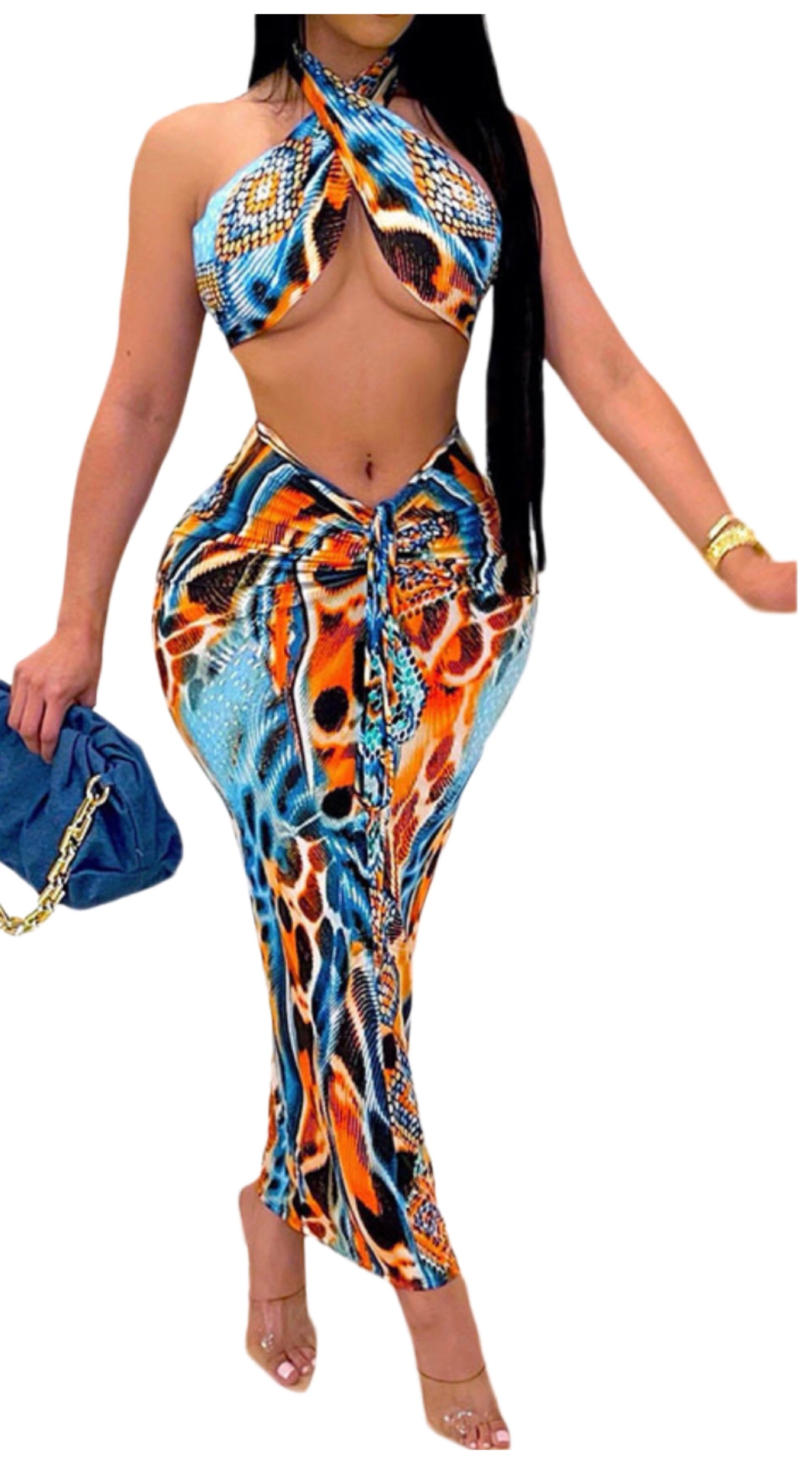 Printed halter 2-piece set
